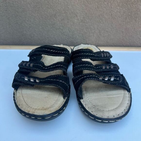 Earth Spirit Womens Size 7 Megan Sandals Comfort Shoes Black Leather Adjustable - Picture 3 of 7